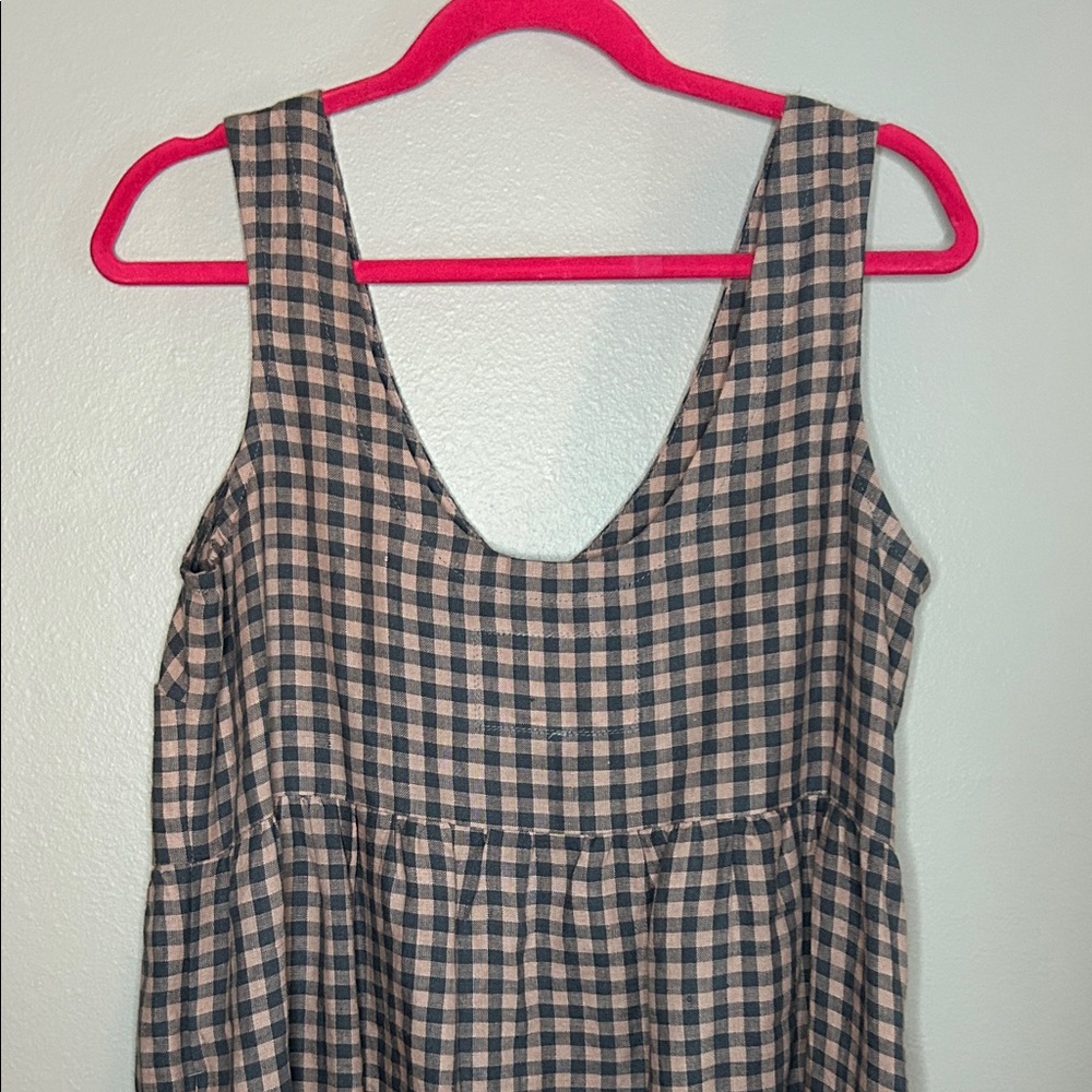 notPERFECTLINEN Pink and Gray Gingham Midi Dress - Picture 6 of 6